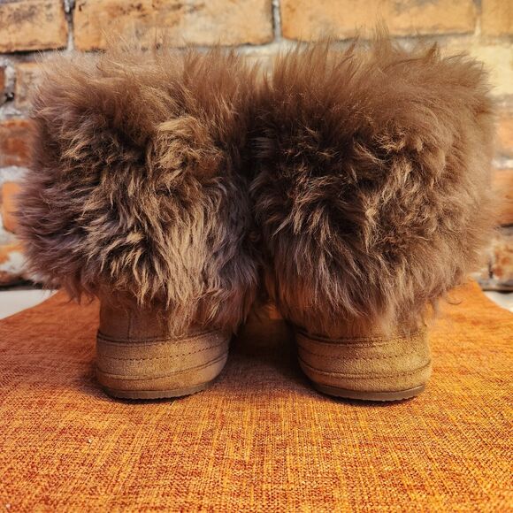 UGG ANTOINE Women Brown Fur Suede Lace-up Zipper Sneaker Boots Y2K Women Size 10 - Picture 4 of 11